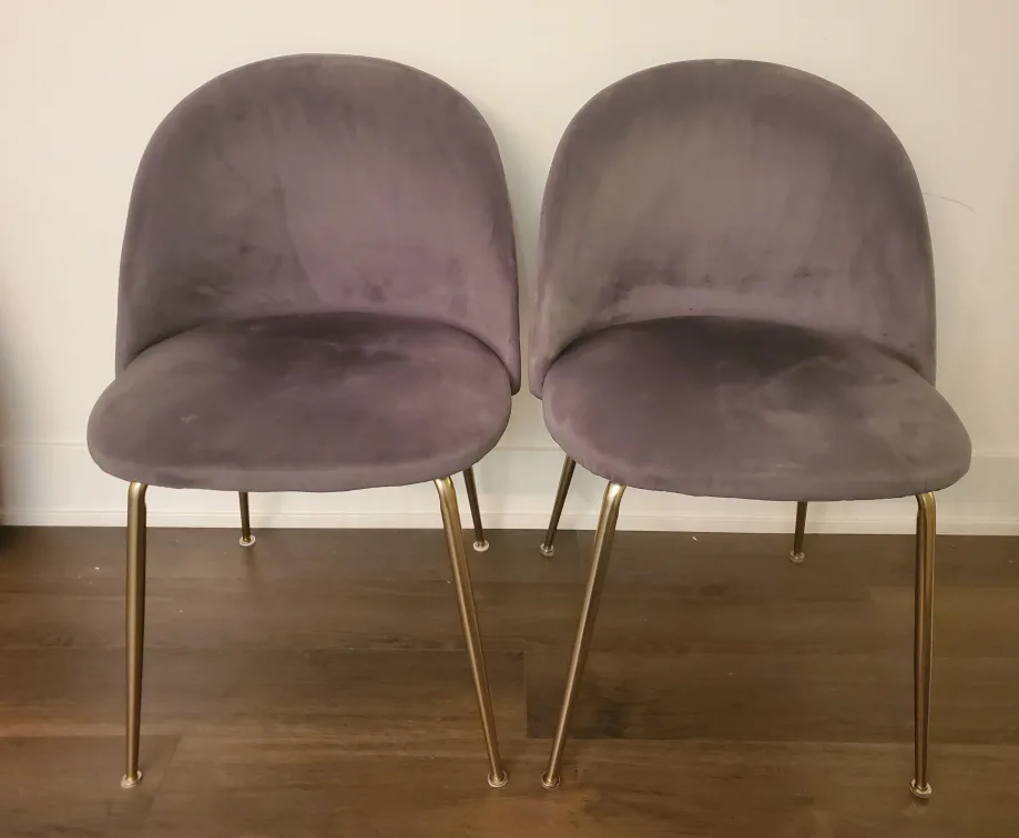 🔥 Structube Velvet Light Grey Dining Chairs Set thumbnail