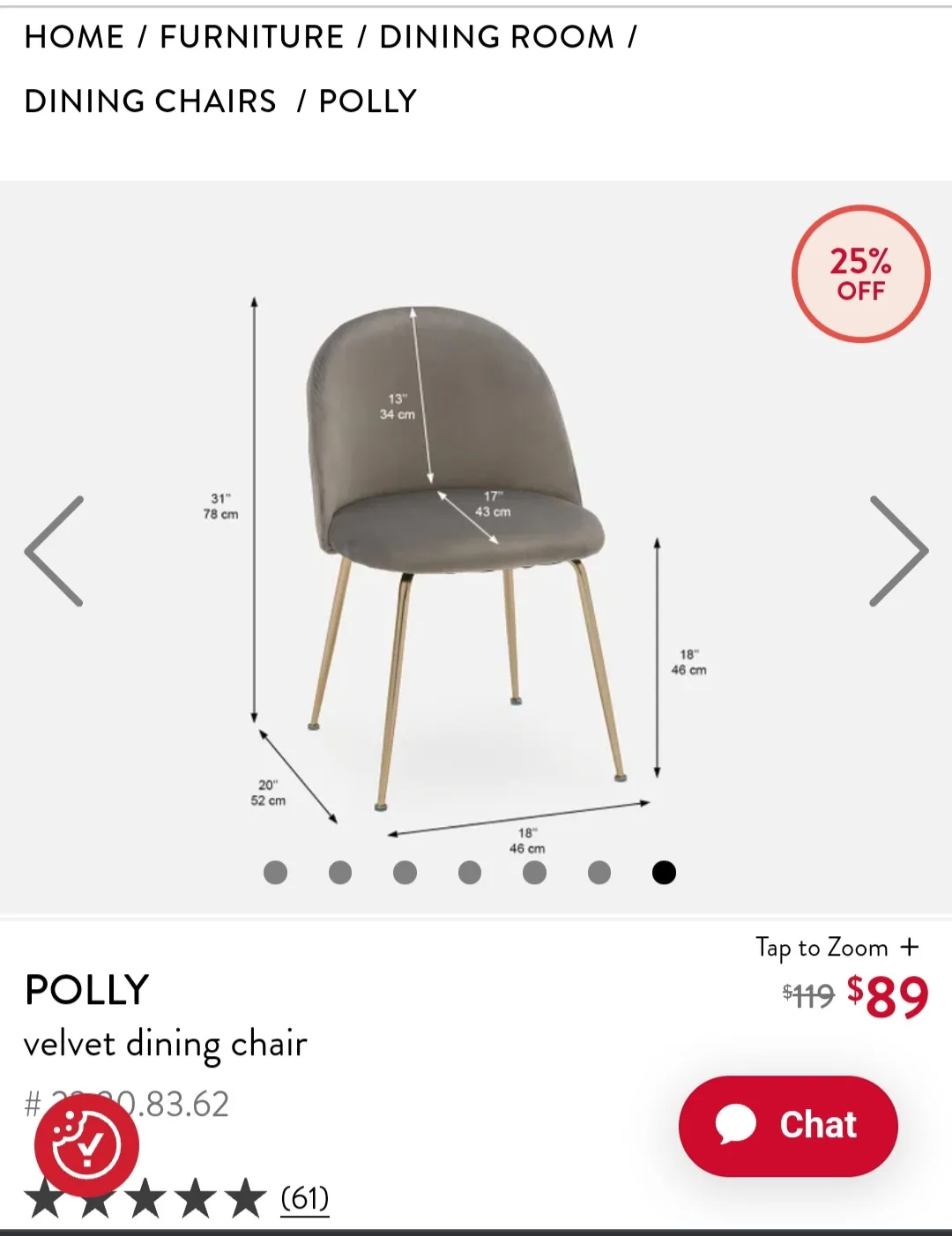 🔥 Structube Velvet Light Grey Dining Chairs Set image indicator(3)