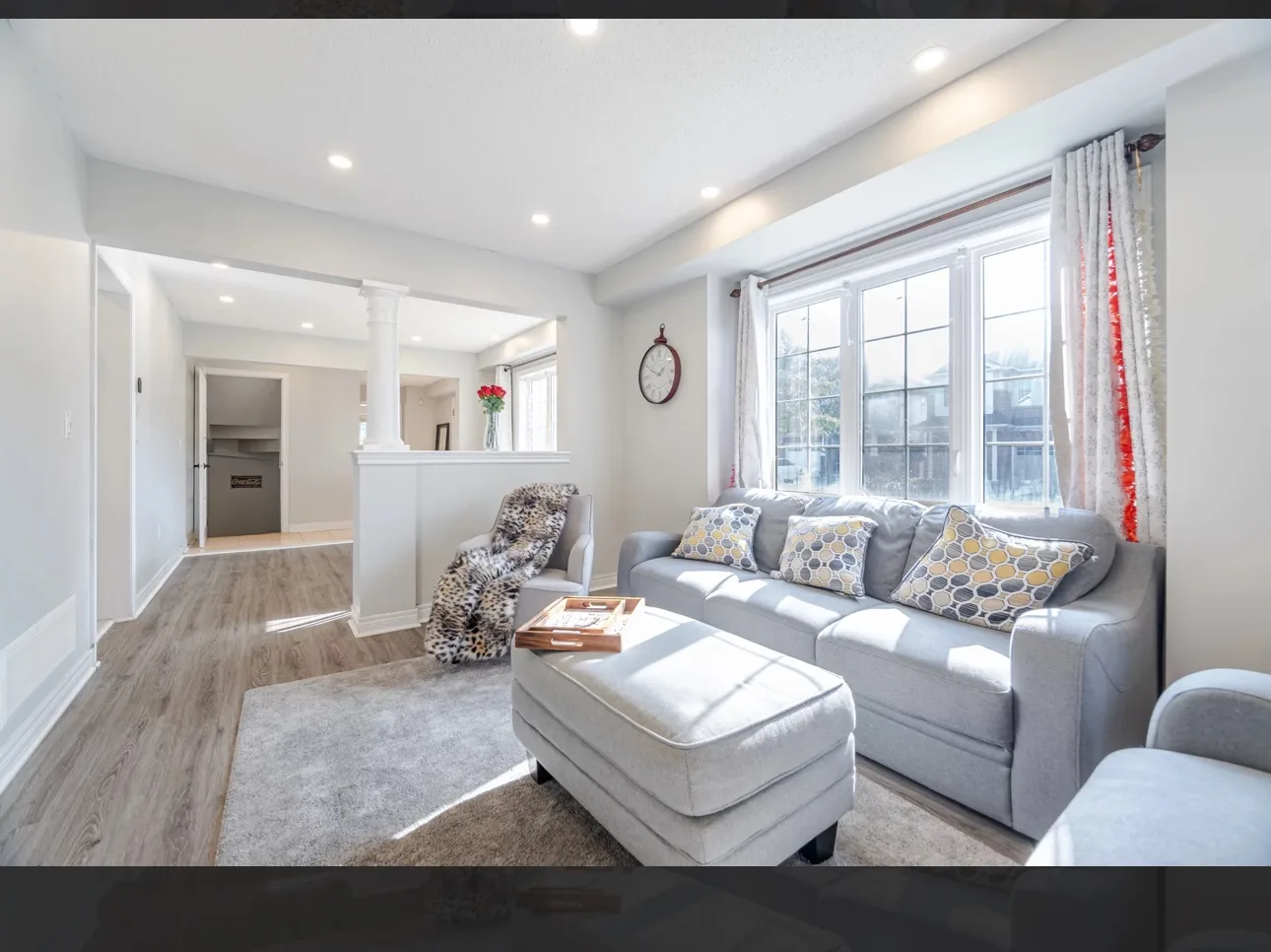 Grey Sofa excellent condition with Ottoman image indicator(6)