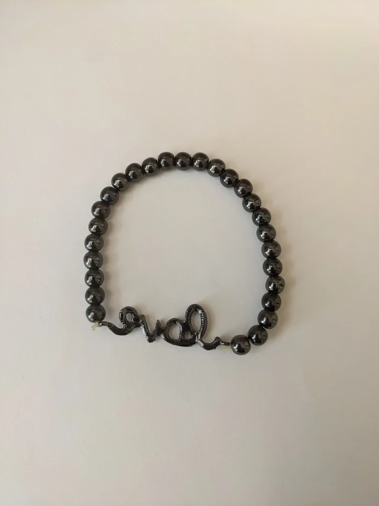 Metallic Dark Grey Beaded 'Love' Bracelet image indicator(2)