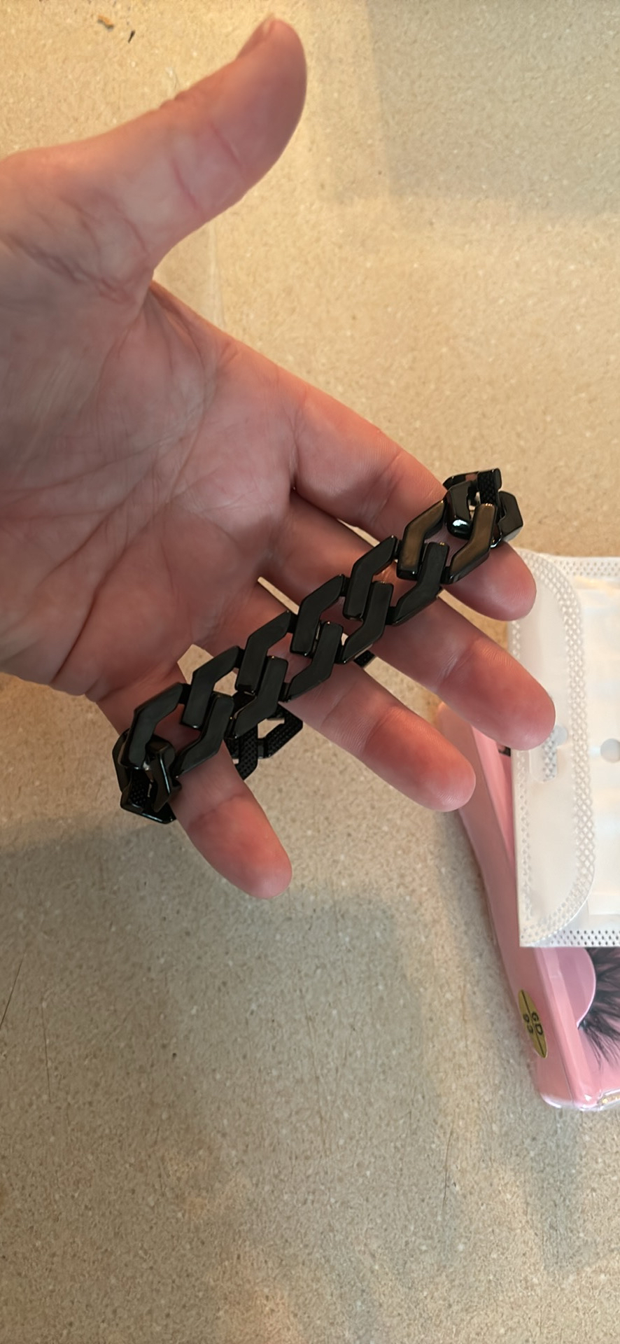 Black Cuban linked chain stainless steel bracelet