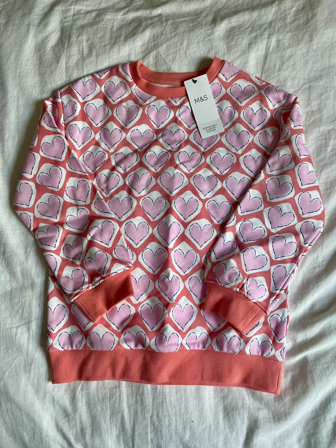 M&S Heart Print Sweatshirt size 7/8 thumbnail