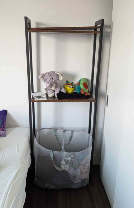 Black Wood and Metal Shelving Unit