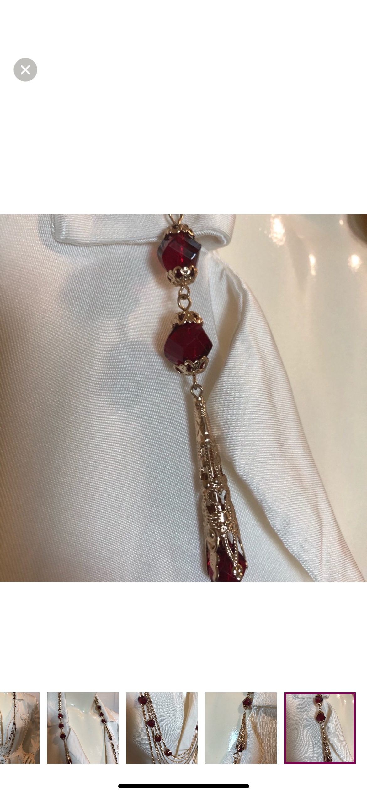 Multi-Strand Gold Necklace with Red Stones - photo 5