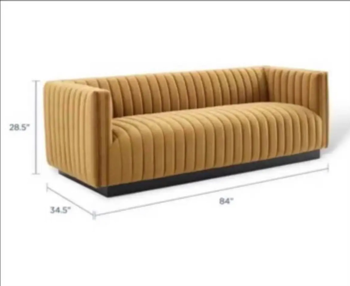 Beautiful Midcentury Modern Velvet Amber Brown Couch