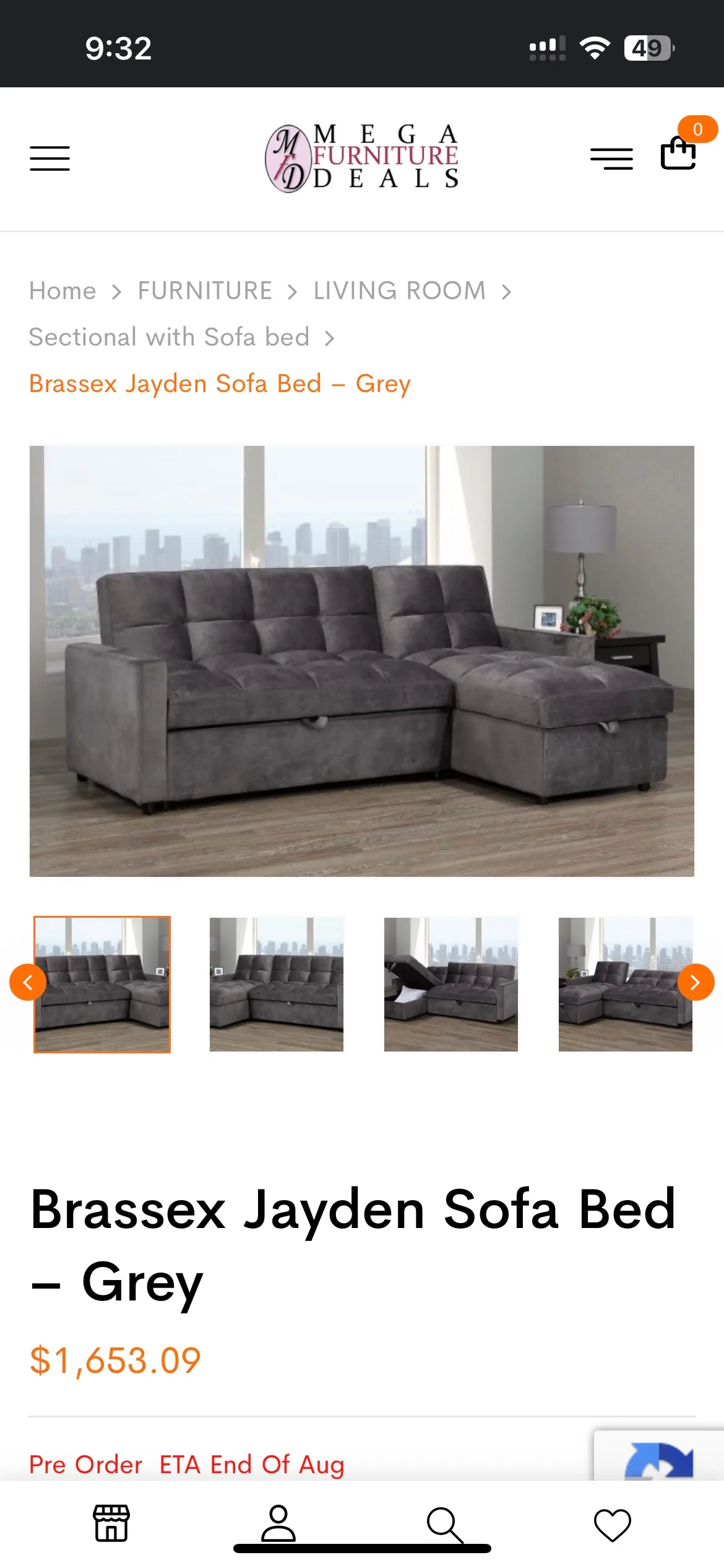 Moving sales -  Grey Sectional Sofa Bed with storage image indicator(8)