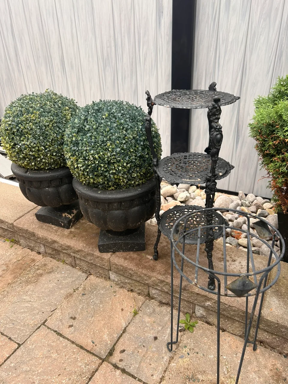 Concrete Planter Pots (2) Artificial Rounded Plant image indicator(3)