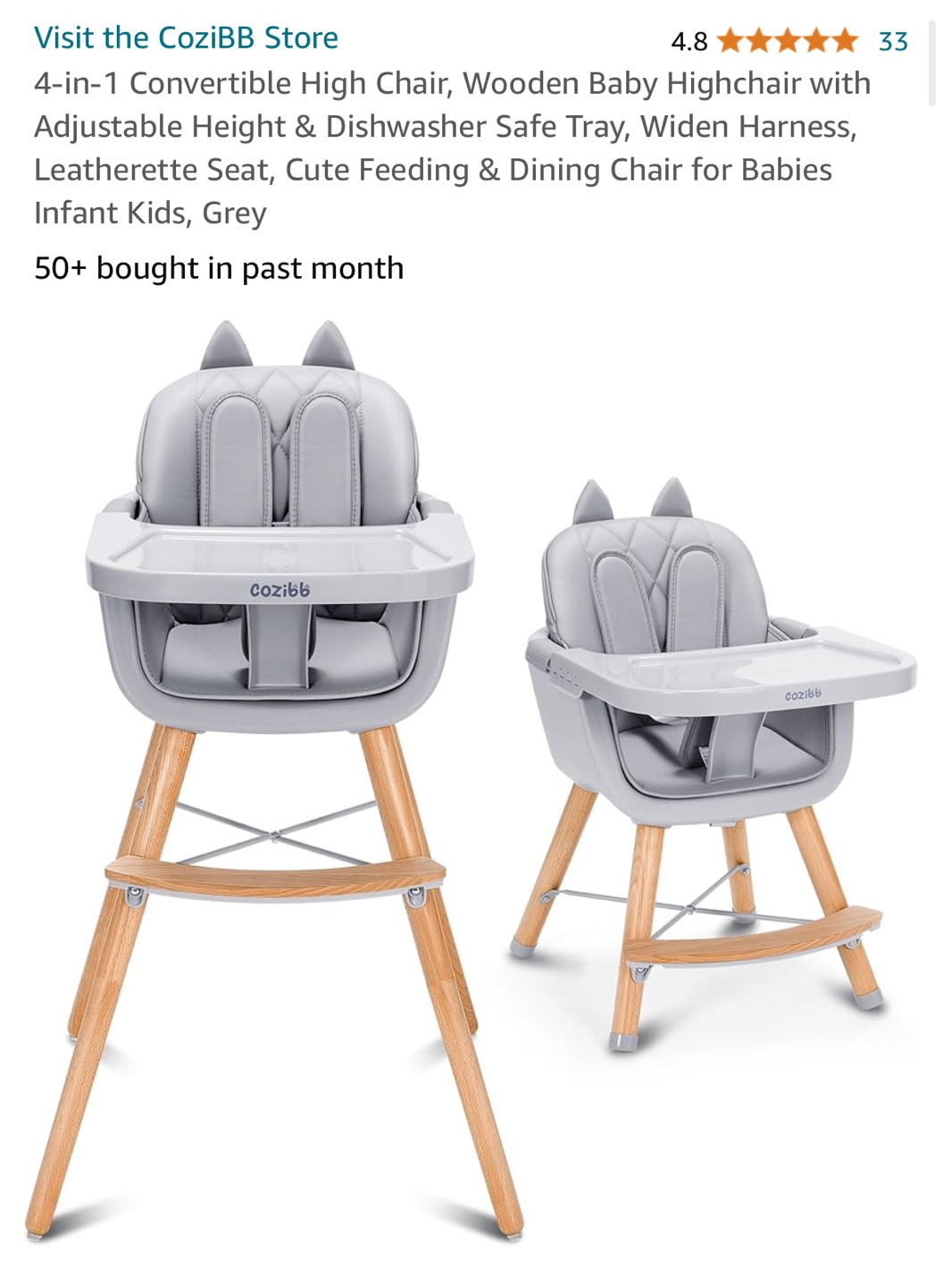 Convertible High Chair, Grey