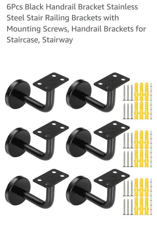 6pc Black Handrail Bracket thumbnail