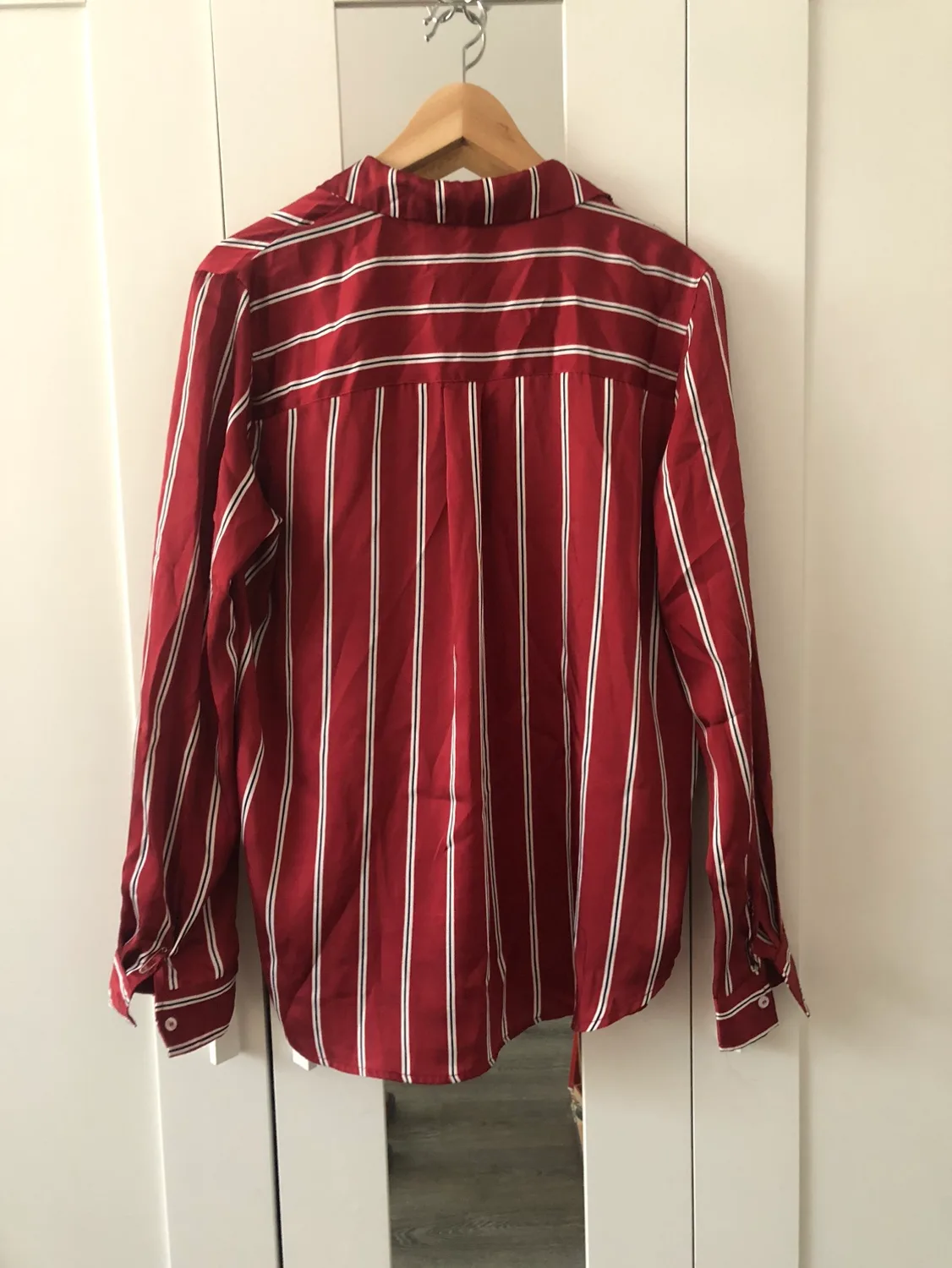 Silky red/white Striped Blouse image indicator(2)