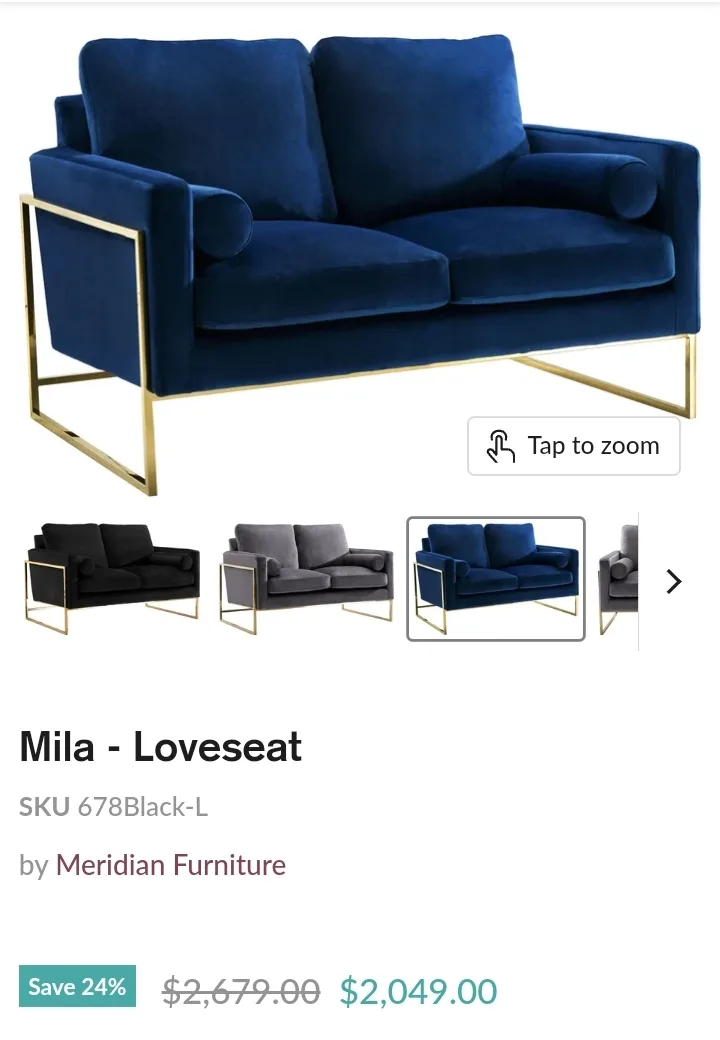 Mila  Love Seat blue image indicator(5)