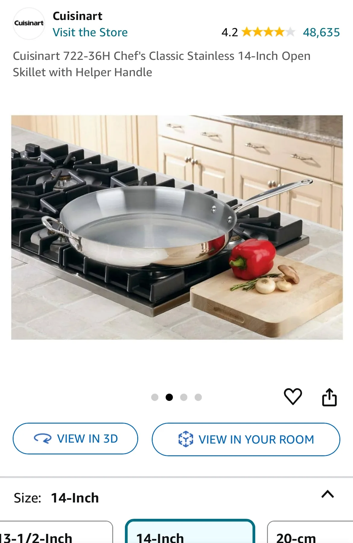 Cuisinart 14 Inch Stainless Steel Skillet. thumbnail