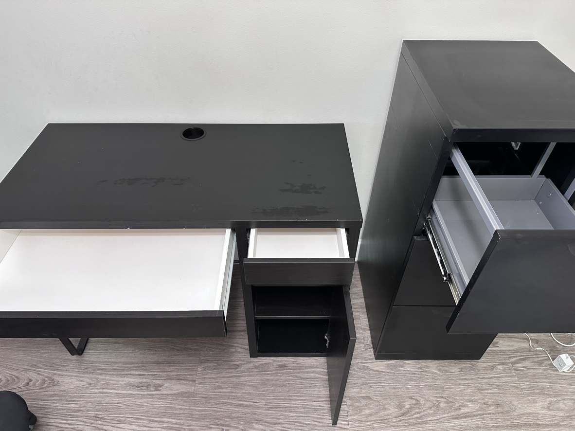 Black Desk & Filing Cabinet - photo 2