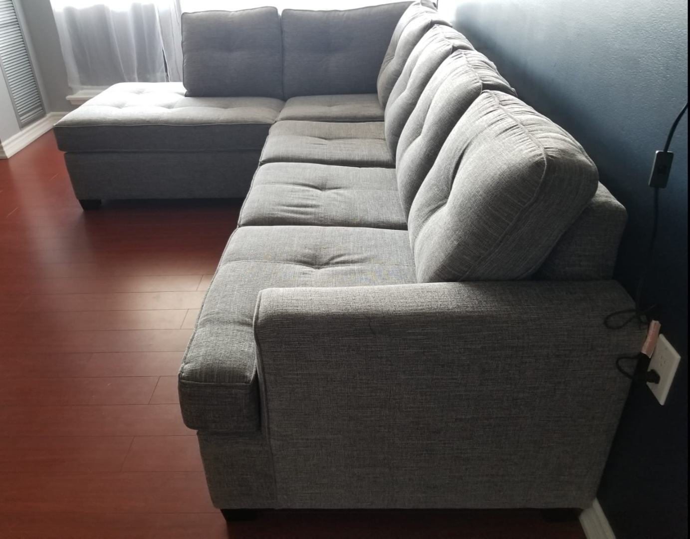 Beautiful Custom CANADIAN Made Grey Fabric Sectional - photo 2