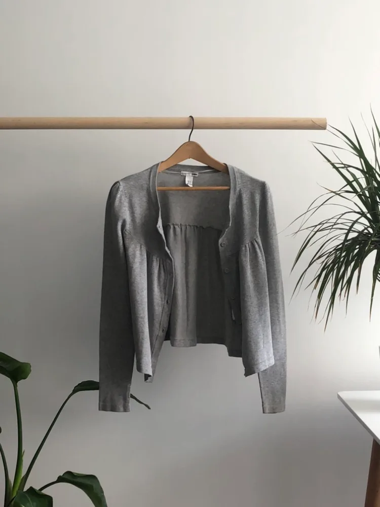 S- Light Grey Round Neck Button Cardigan image indicator(3)