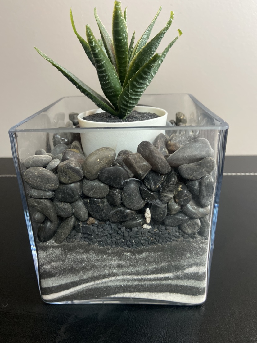 Square glass vase clear with artificial plant Believe - photo 3