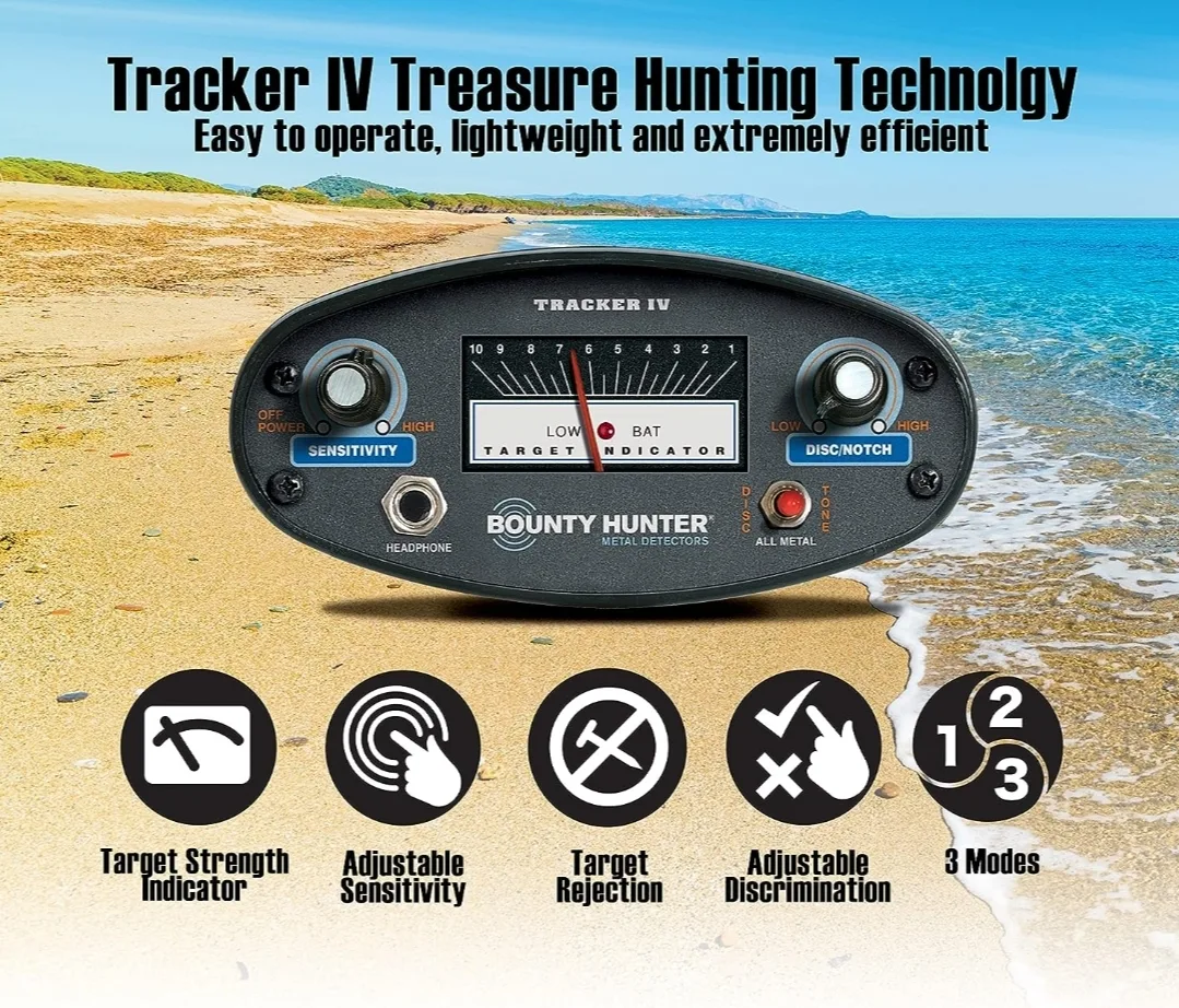 Bounty Hunter Tracker IV Metal Detector with Padded Armrest image indicator(4)