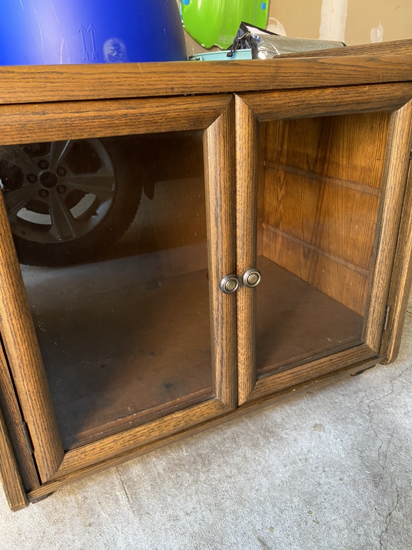 Wooden Cabinet with Glass Doors . Solid oak