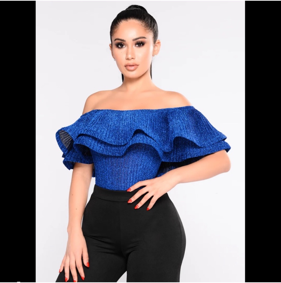 Royal blue- Off-The-Shoulder Bodysuit