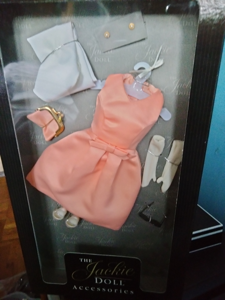 Jackie Doll Peach Day Dress Purse Gloves