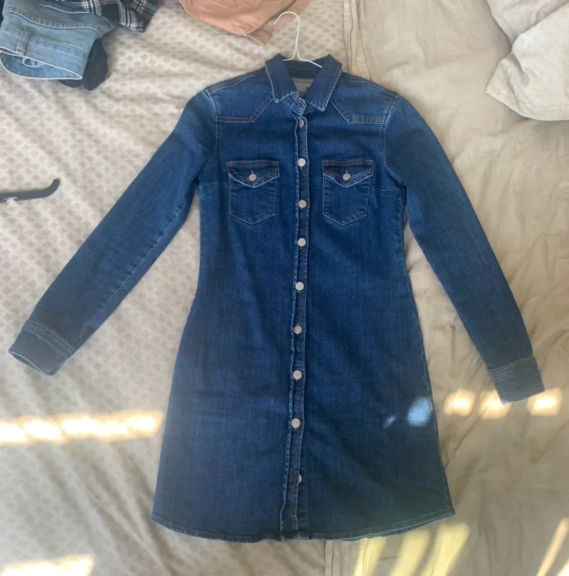 Topshop Moto Denim Dress EUC size 4 image indicator(2)