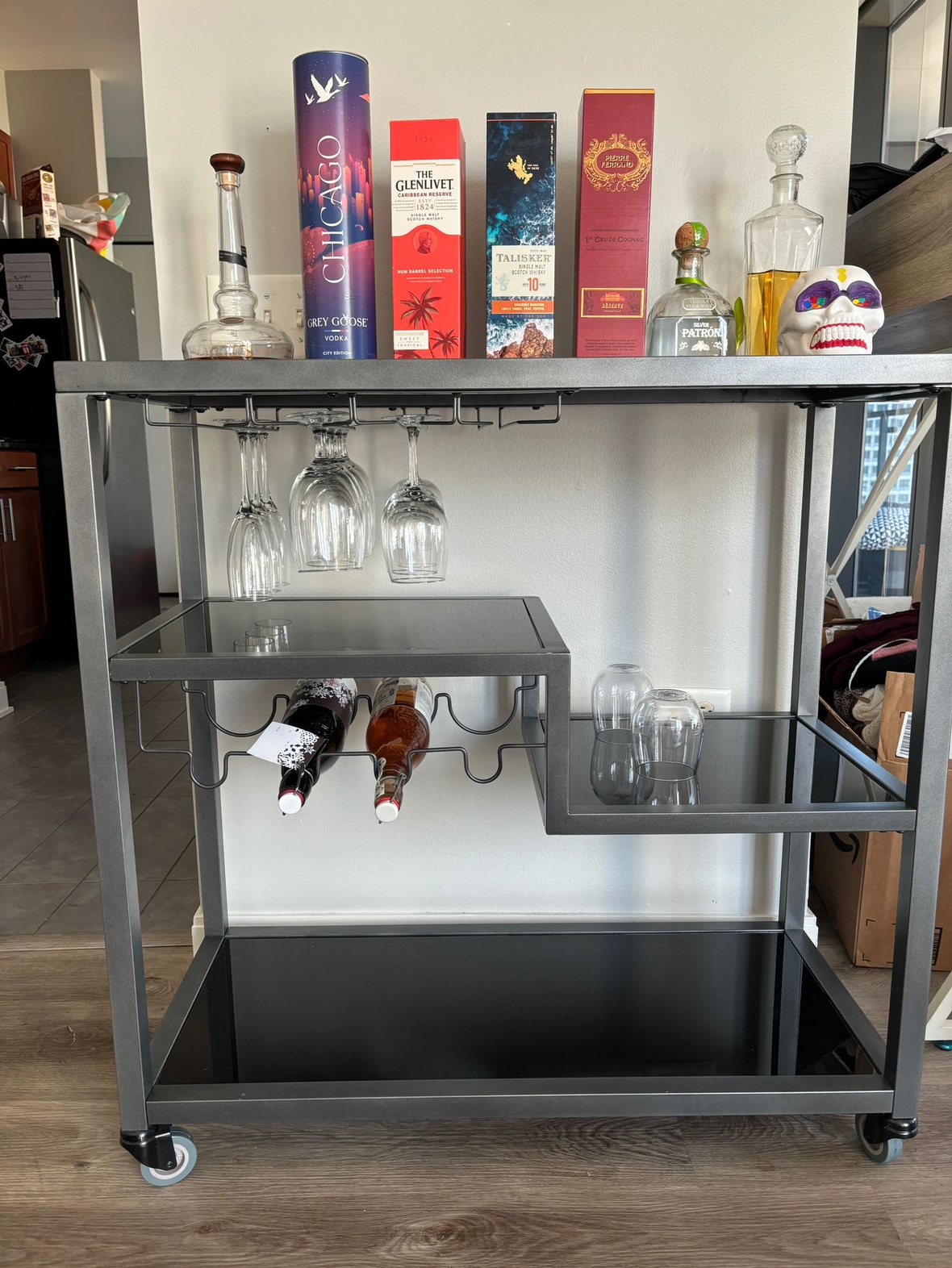 Modern Tempered Glass Bar Cart