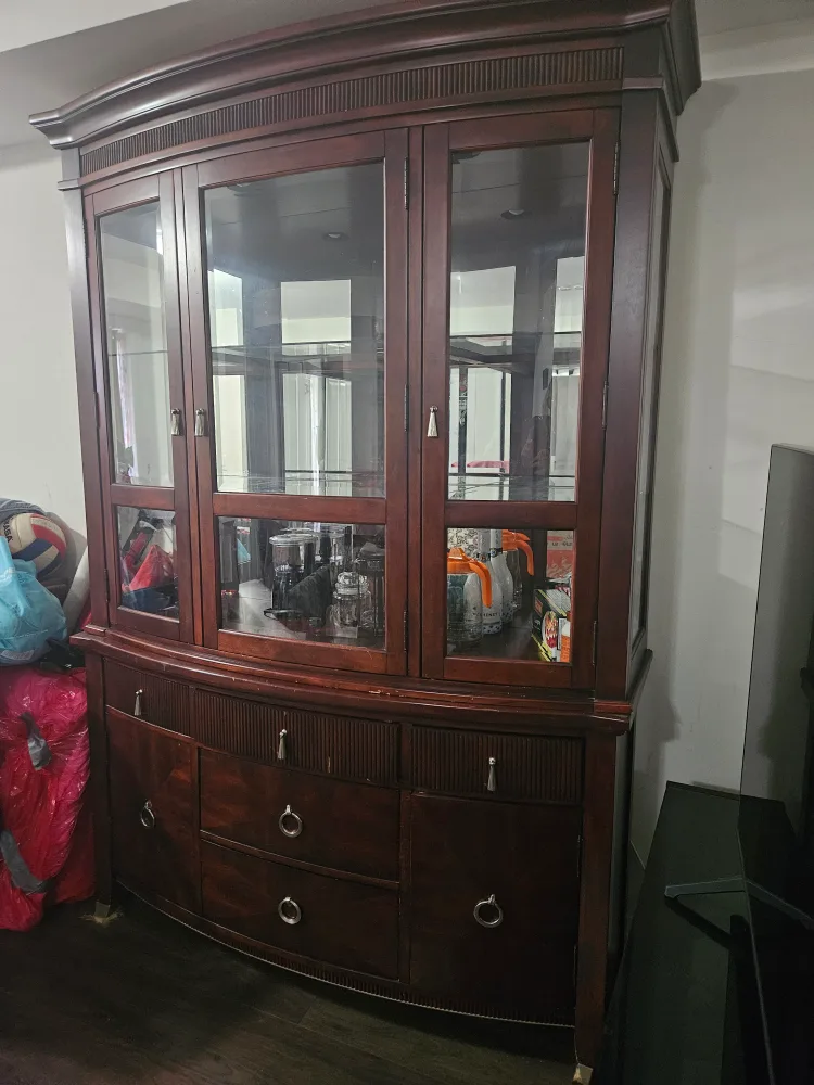 Wood Curio Cabinet with Drawers thumbnail