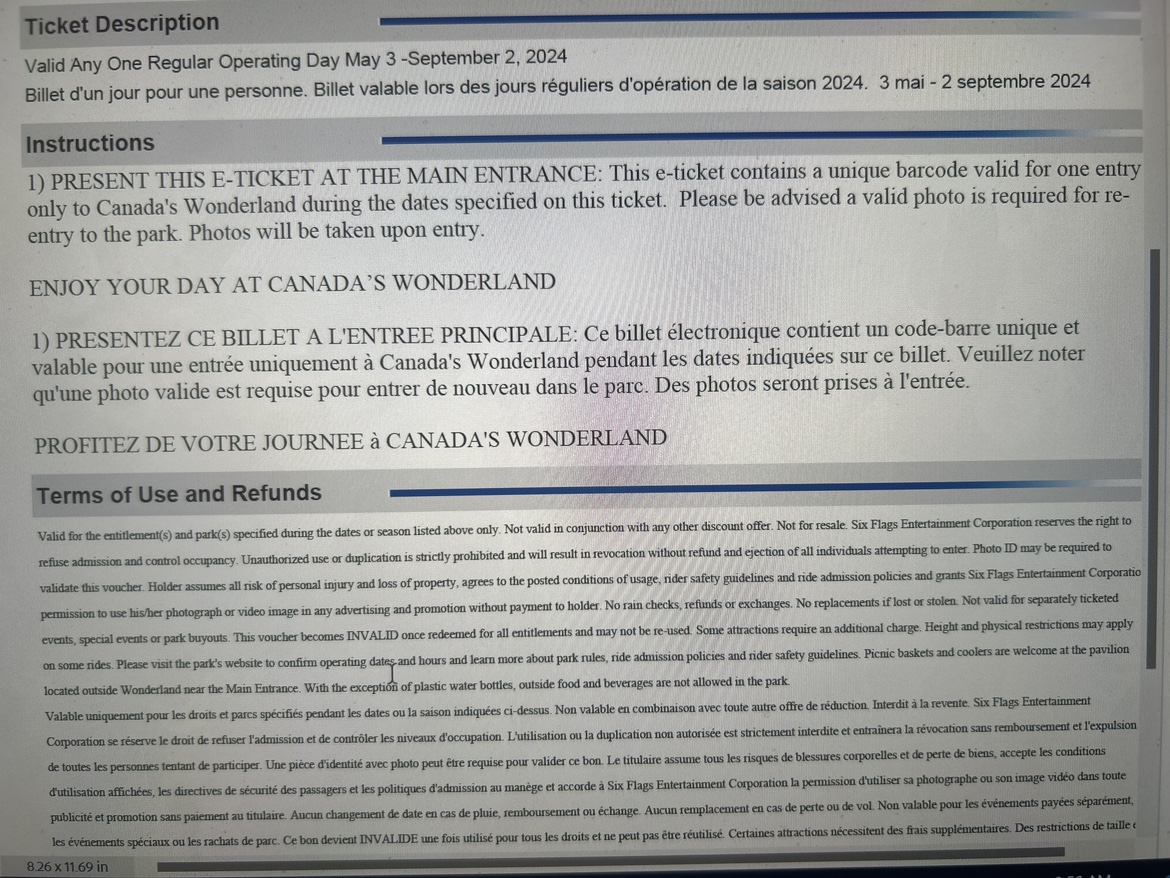 Canada's Wonderland E-Ticket - photo 3