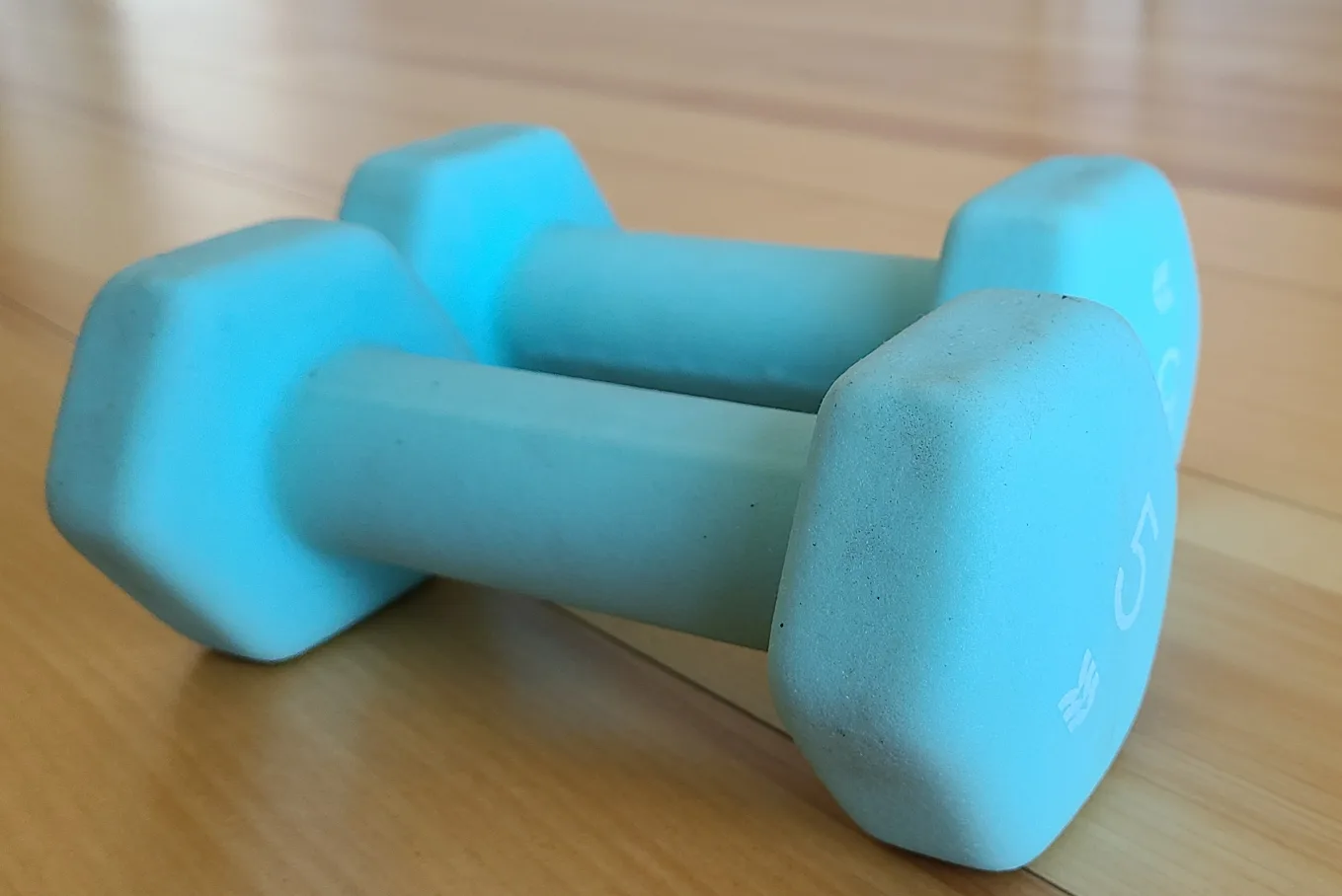 Set of 2 5lb dumbbells in good conditoon thumbnail