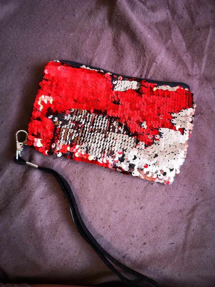 Red and Silver Sequin Clutch thumbnail