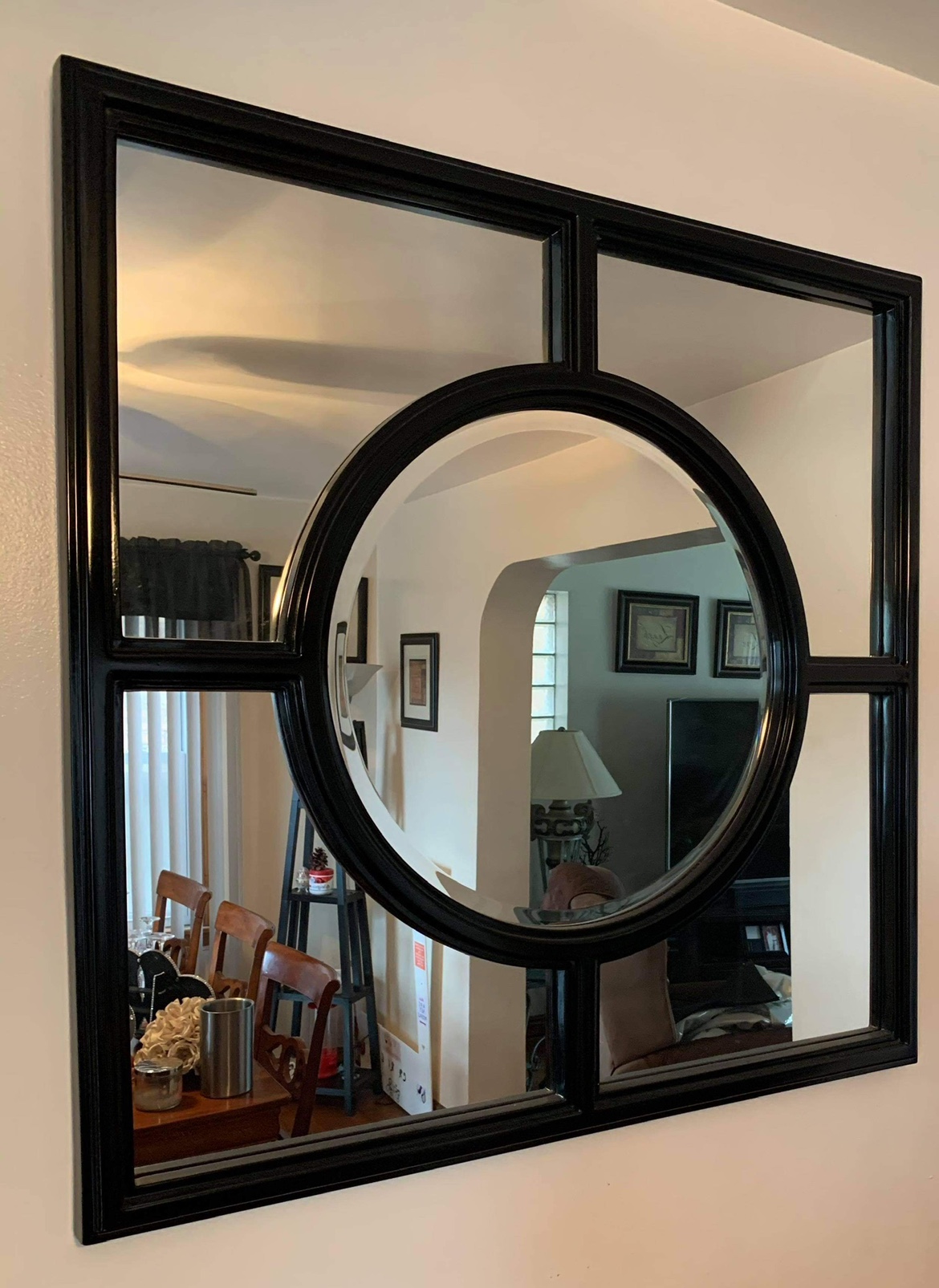 Black Square Mirror with Circle in the Center - photo 2