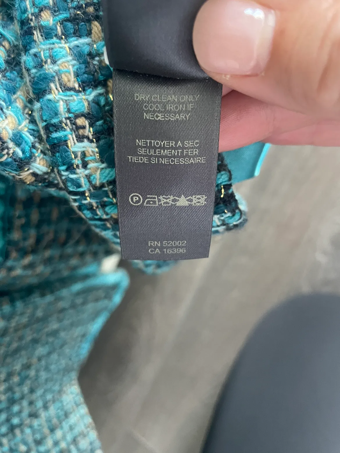 Liz Claiborne tweed jacket w/ teal velvet trim image indicator(7)