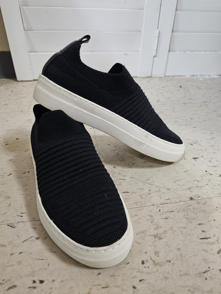 Madden Girl Black Knit Slip On Sneakers