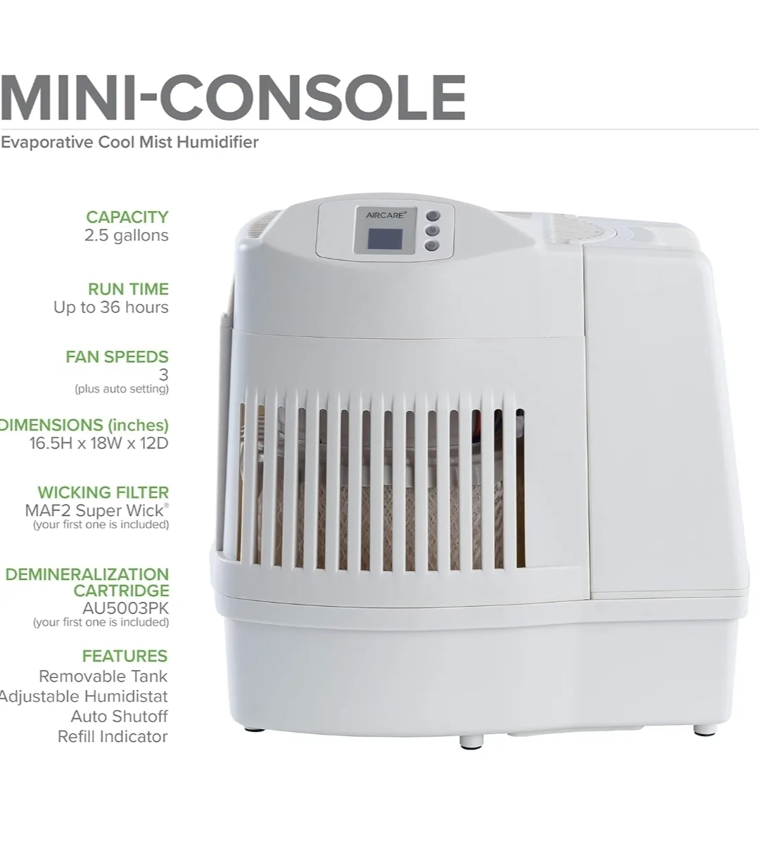 AIR CARE MA0800CN Digital Whole Home Evap Humidifier 9.46L image indicator(2)