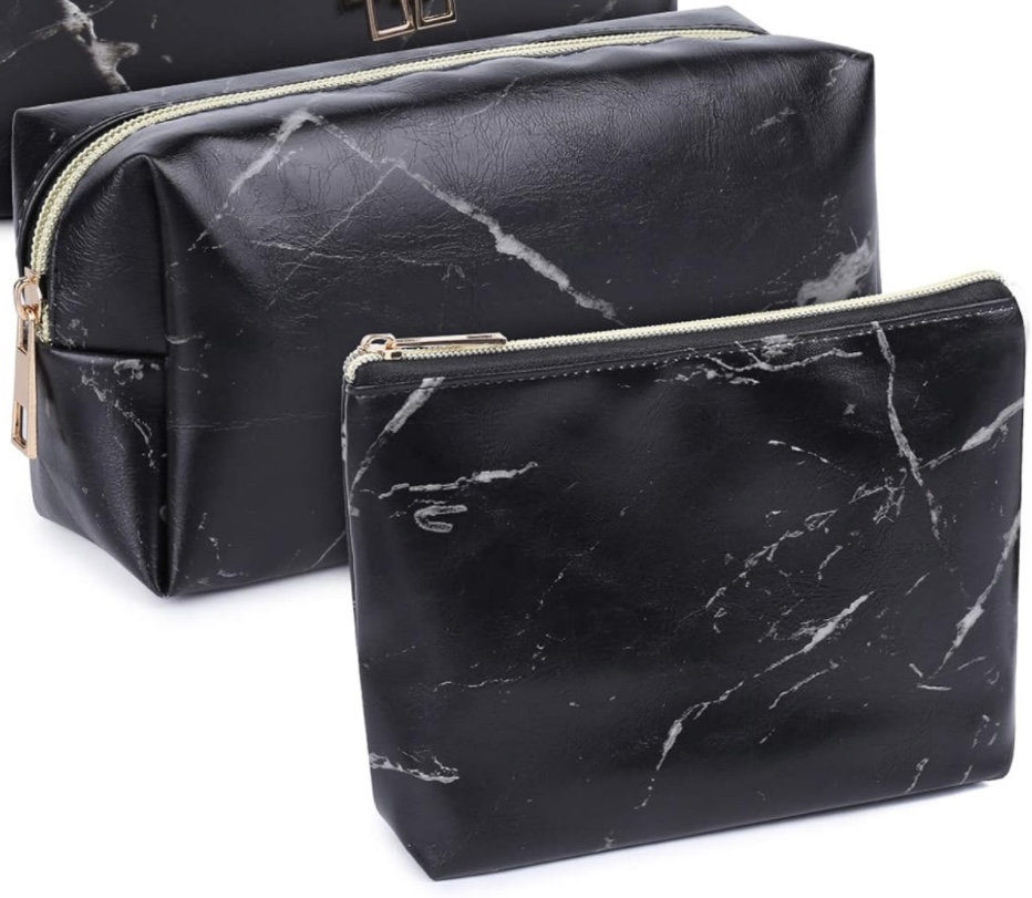 Black Marble Makeup Bag Set