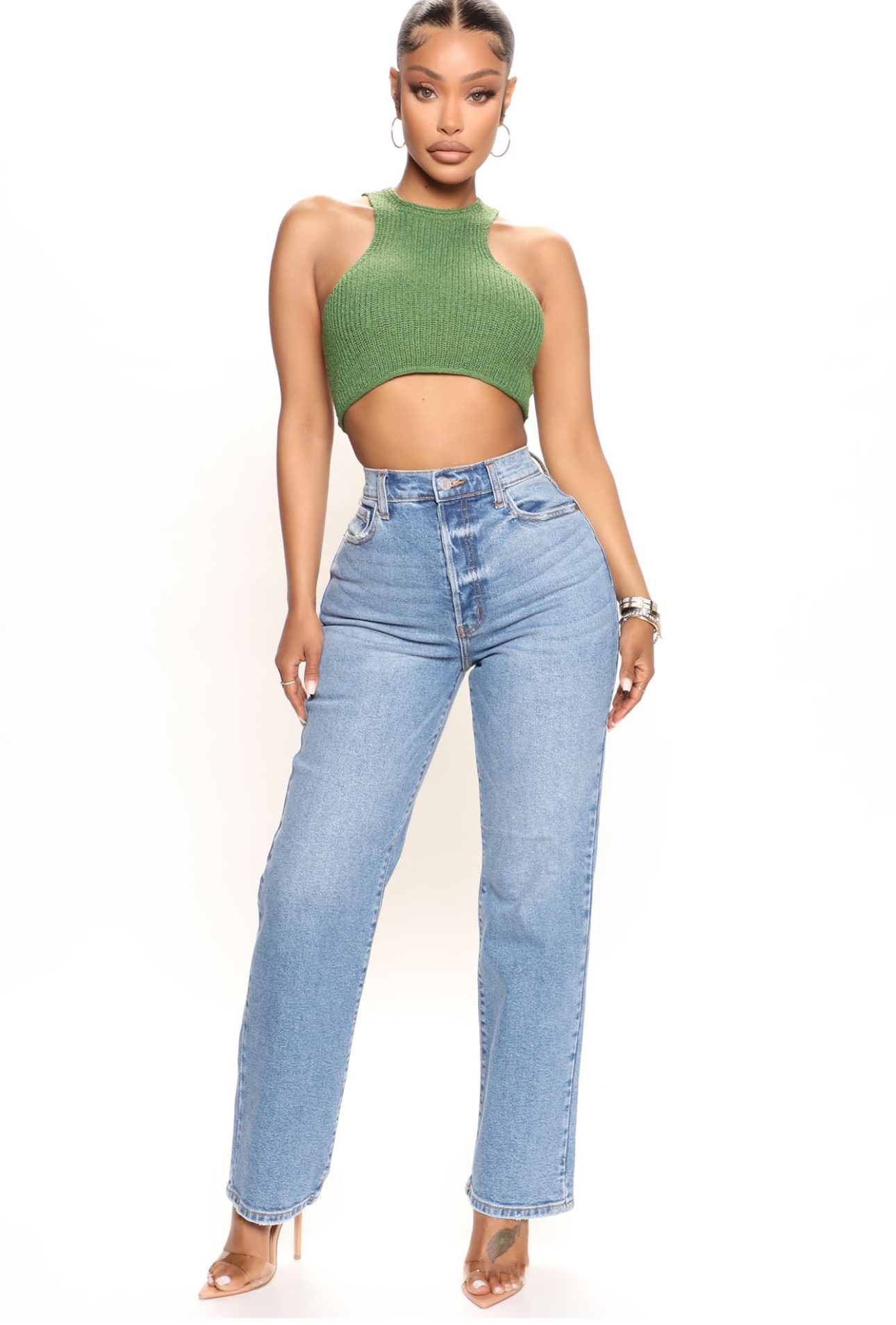 High Waisted Straight Leg Jeans