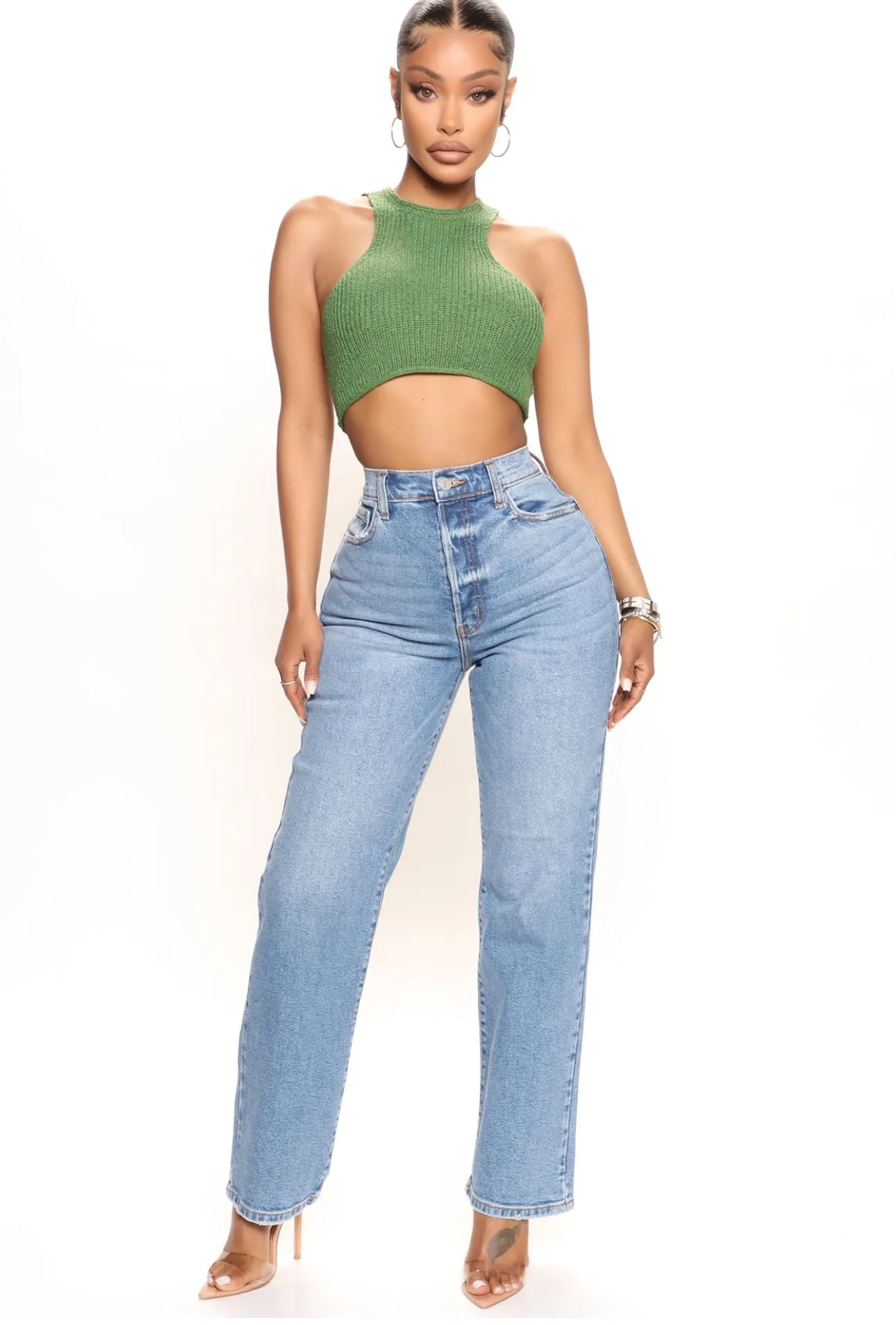 High Waisted Straight Leg Jeans