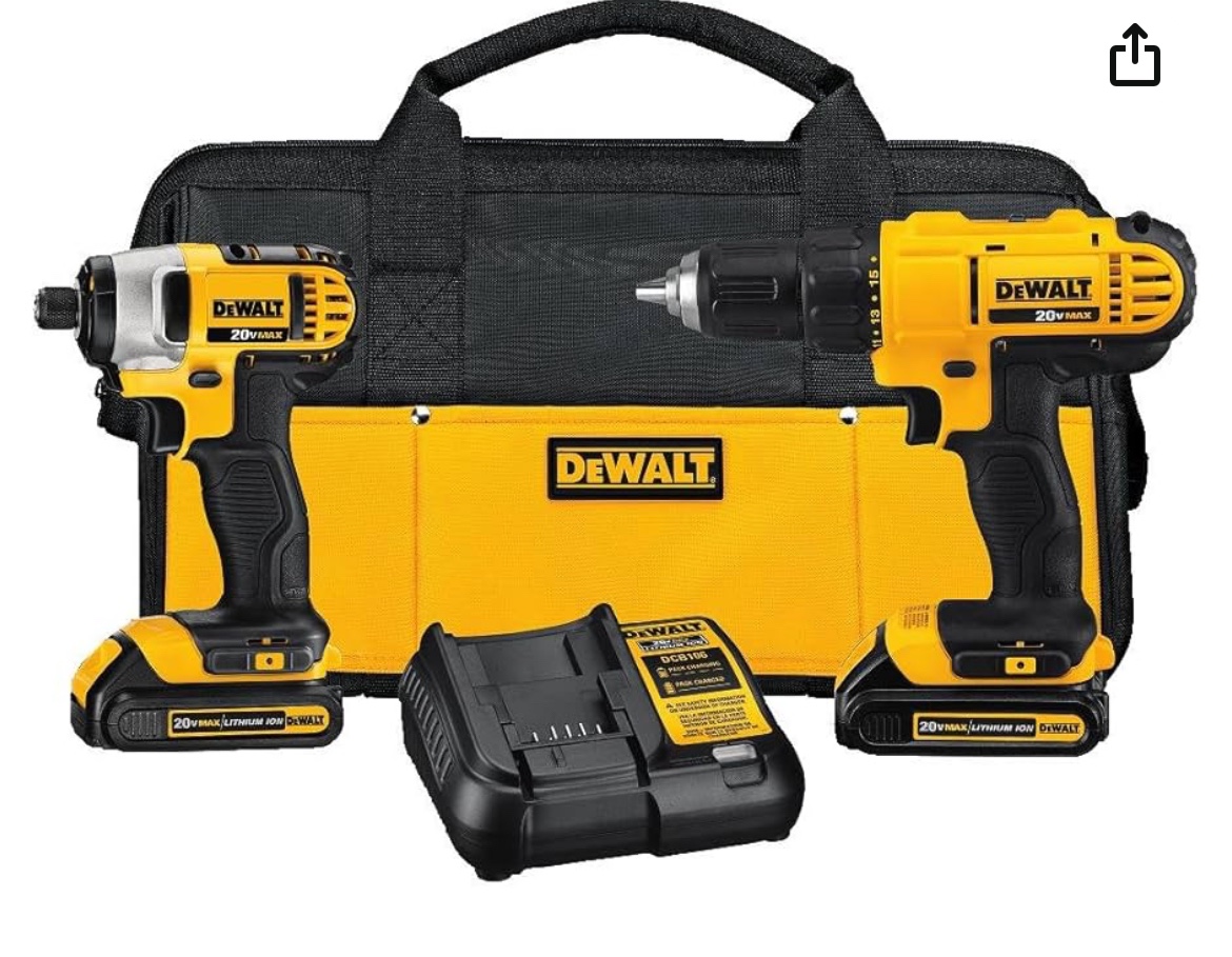 Dewalt impact and drill kit with battery