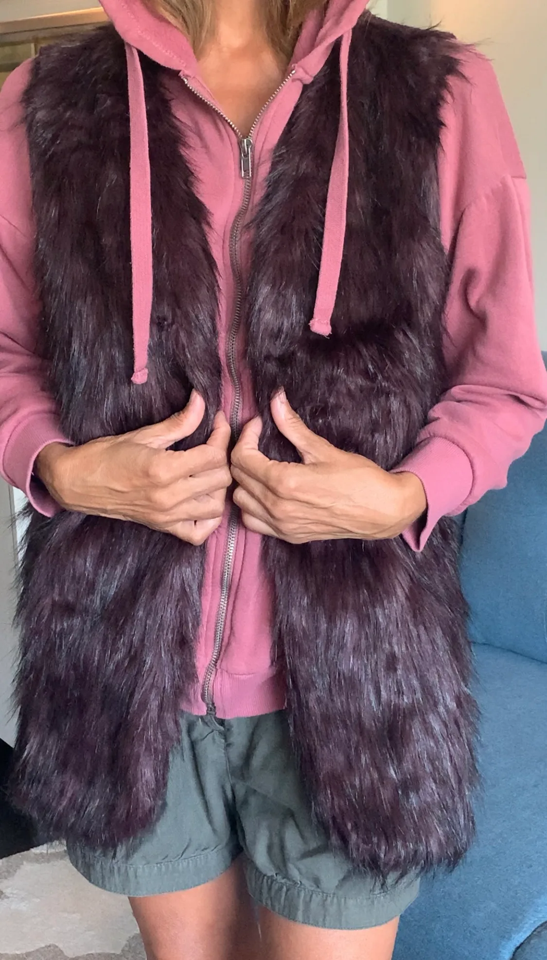 Faux Fur Knitted Purple Vest thumbnail