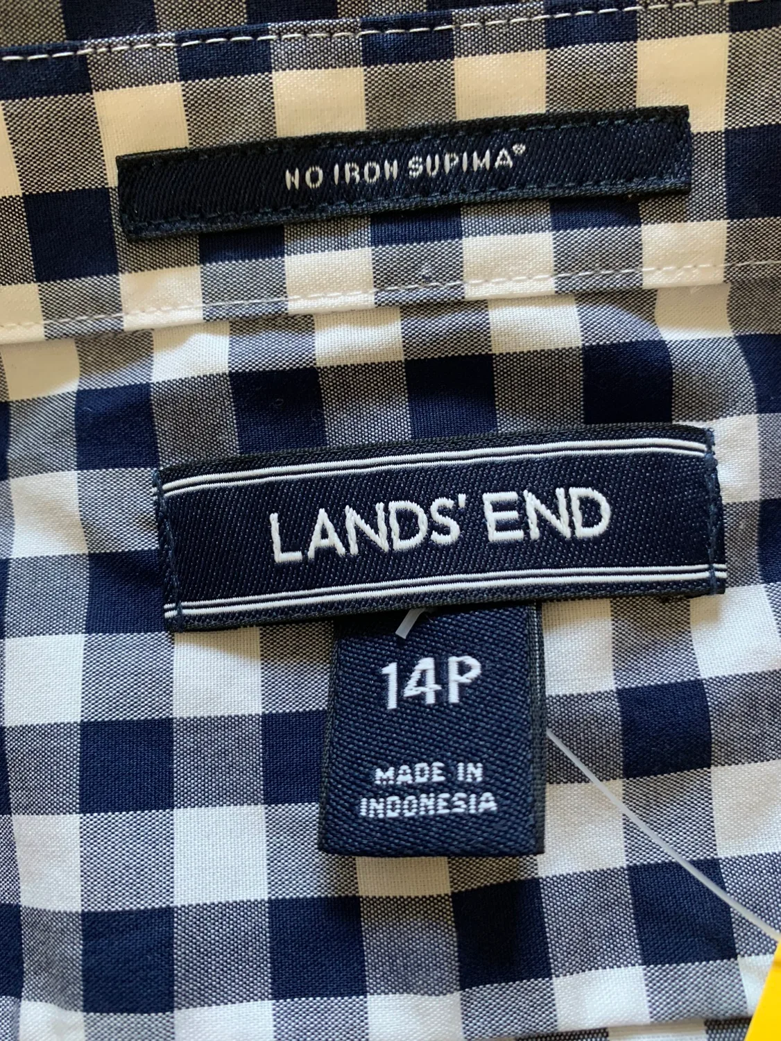 Lands' End Women's Long Sleeve Gingham Shirt- Blue & White image indicator(9)