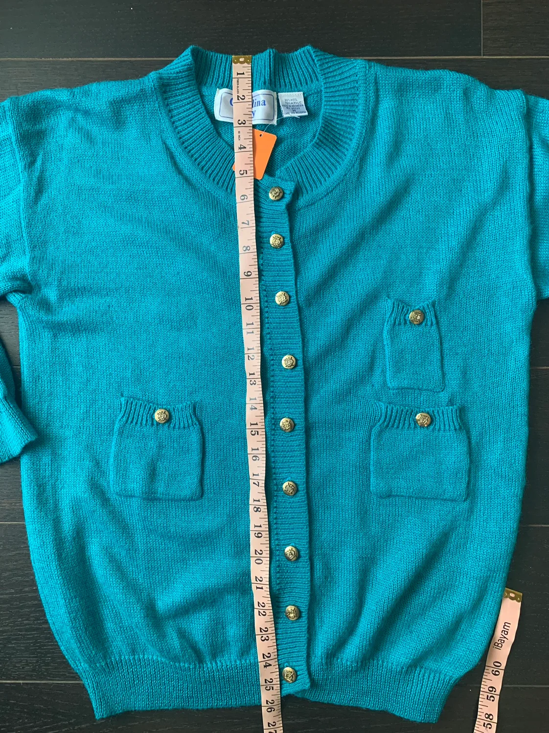 Vintage 80s/90s Teal Cardigan with Pockets image indicator(3)