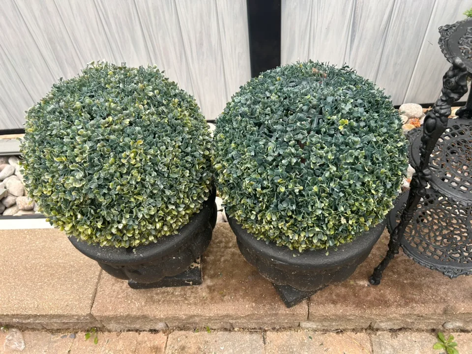 Concrete Planter Pots (2) Artificial Rounded Plant image indicator(4)