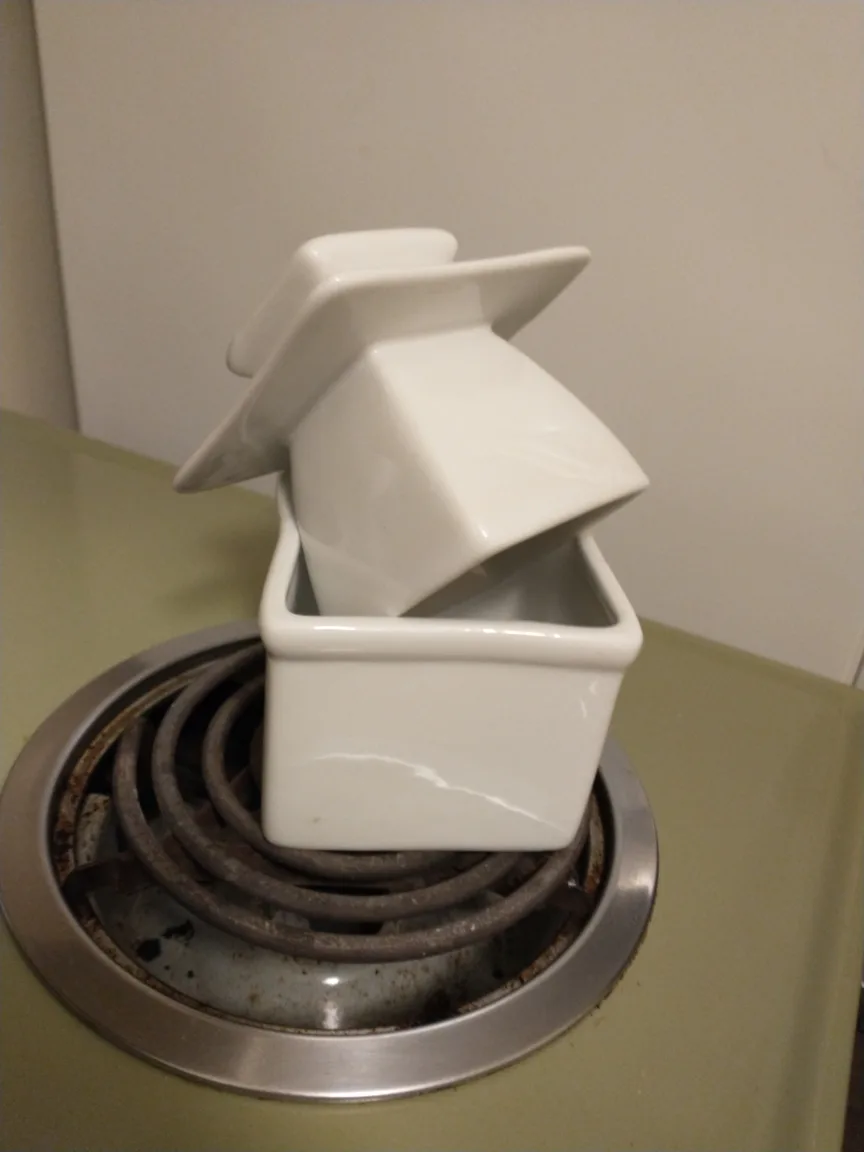 WHITE STONEWARE BUTTER BELL OR CROCK thumbnail