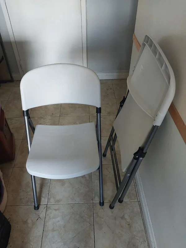 2 White Folding Chairs - Cosco brand thumbnail