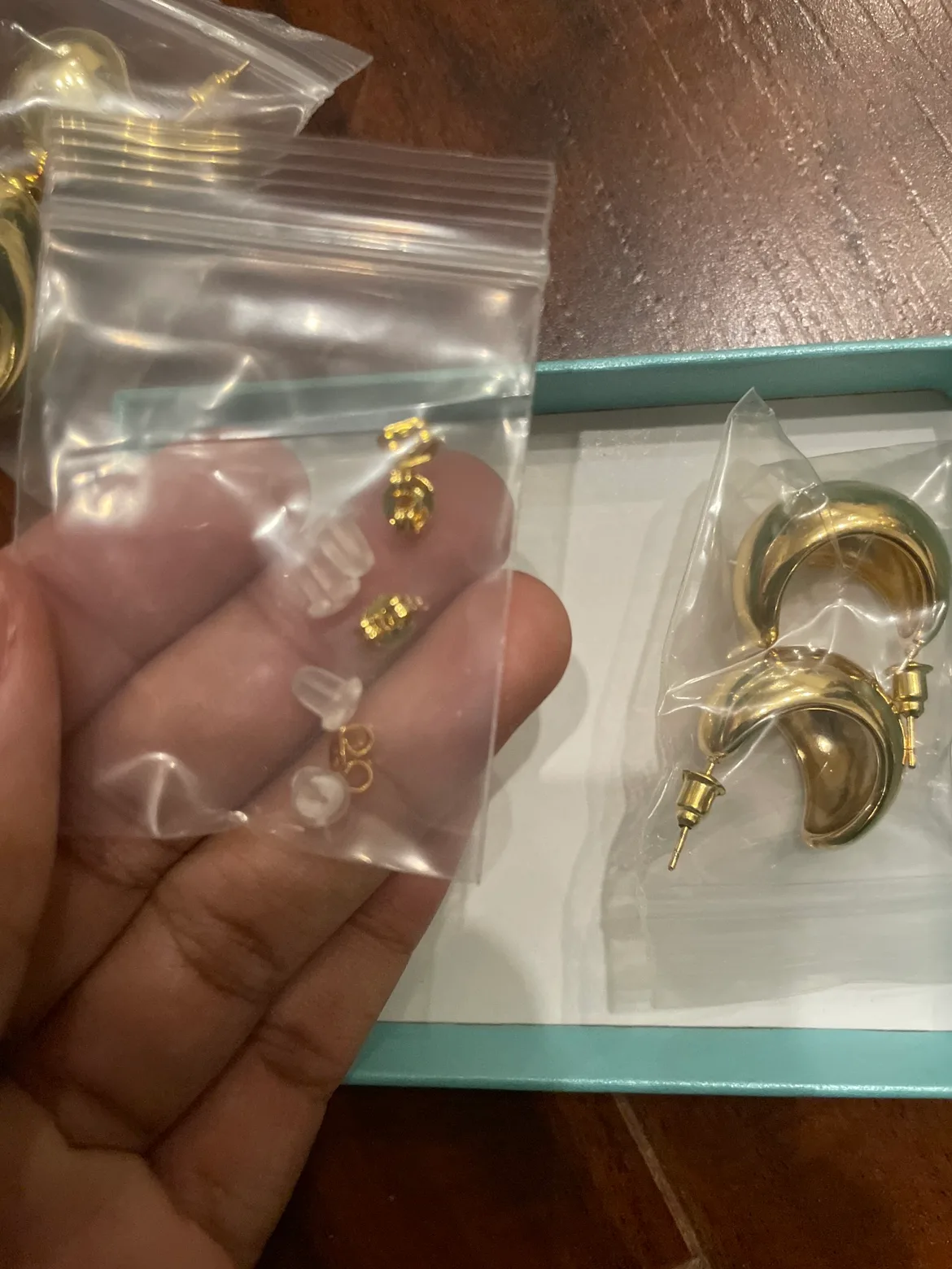 Gold Drop and Hoop Earrings + extra backings image indicator(4)