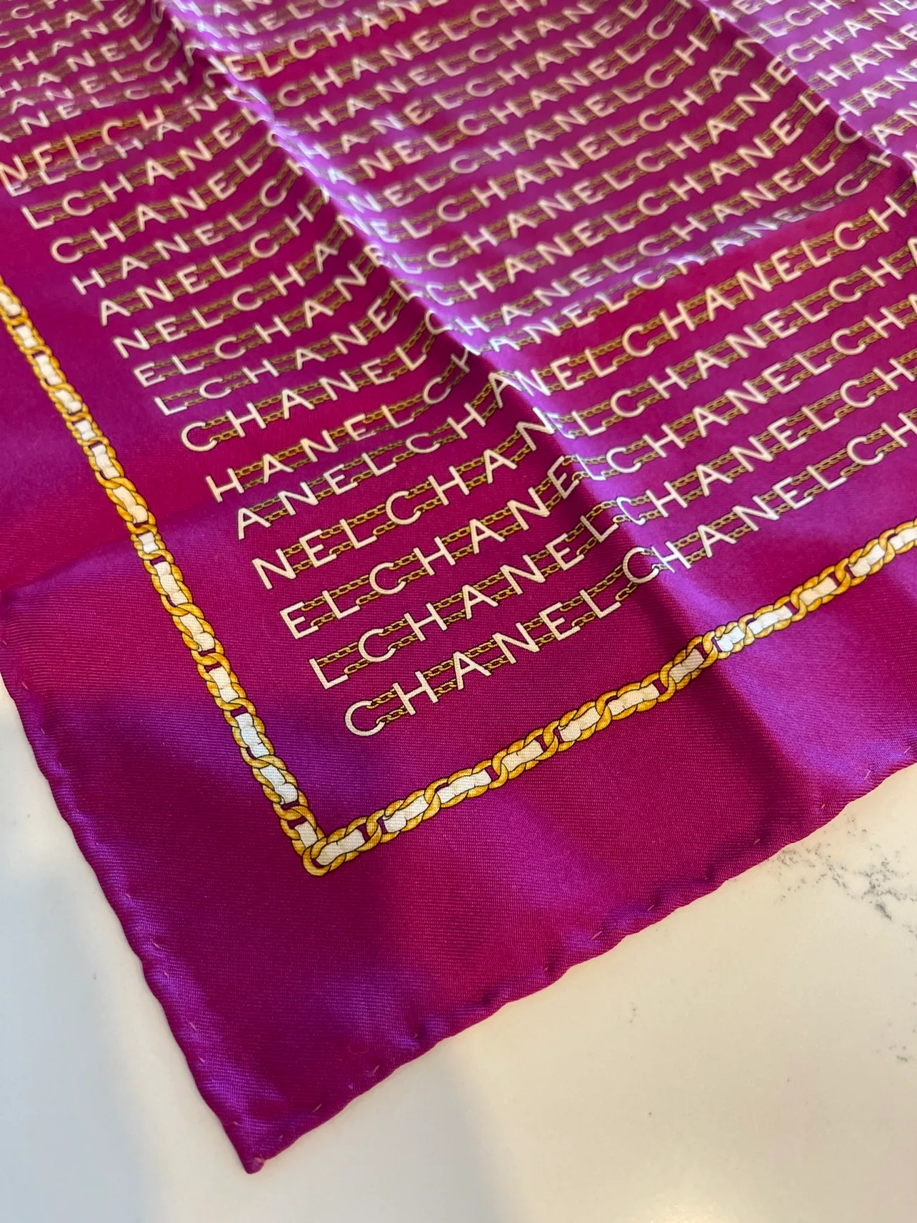 Vintage Chanel Silk Scarf 43x44cm image indicator(7)