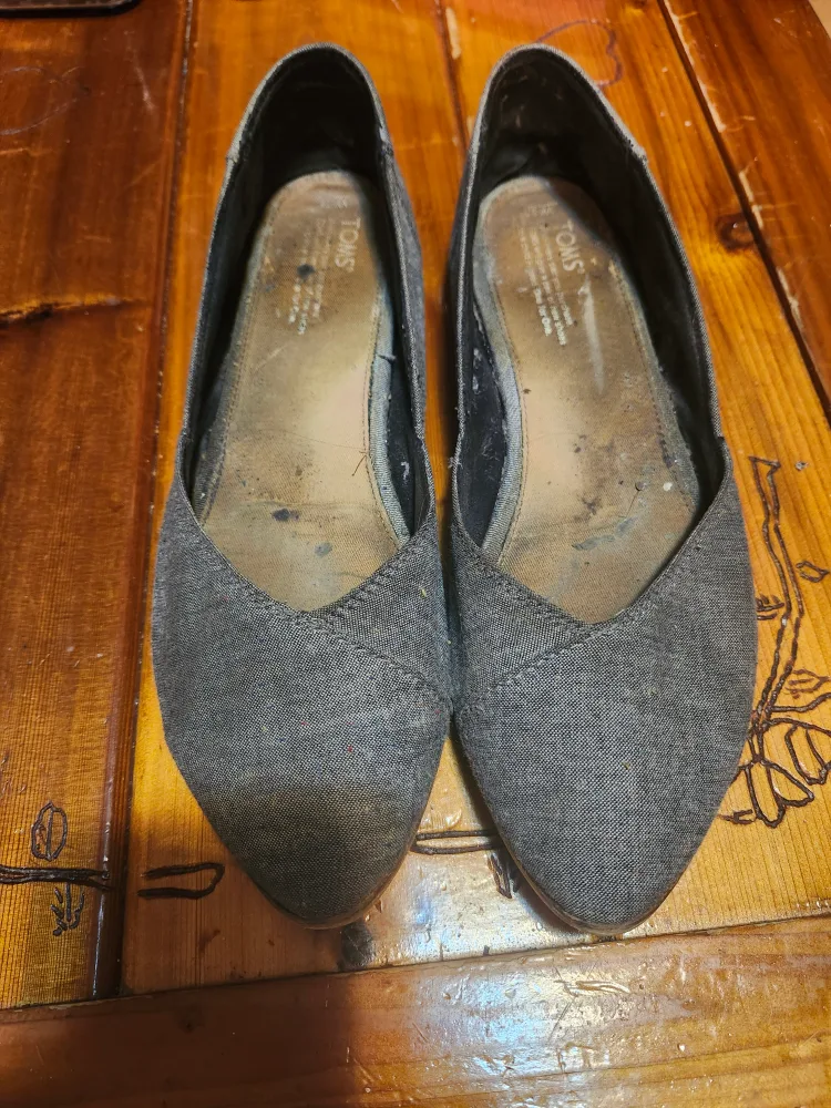 TOMS Grey Canvas Slip On Shoes #Freecycle thumbnail
