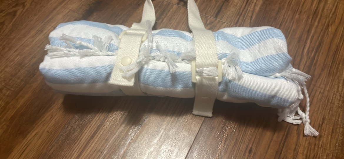 Blue and White Striped Beach Towel