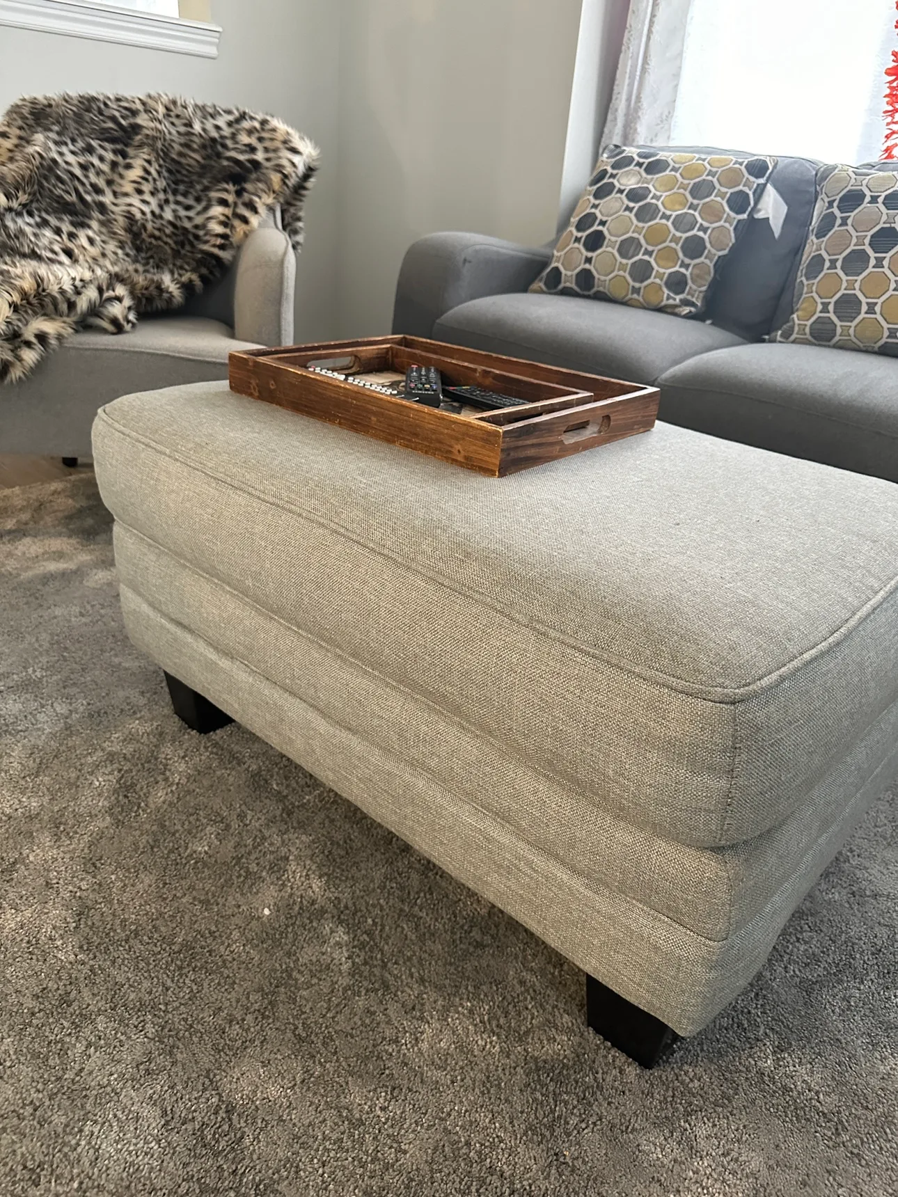 Grey Sofa excellent condition with Ottoman image indicator(3)