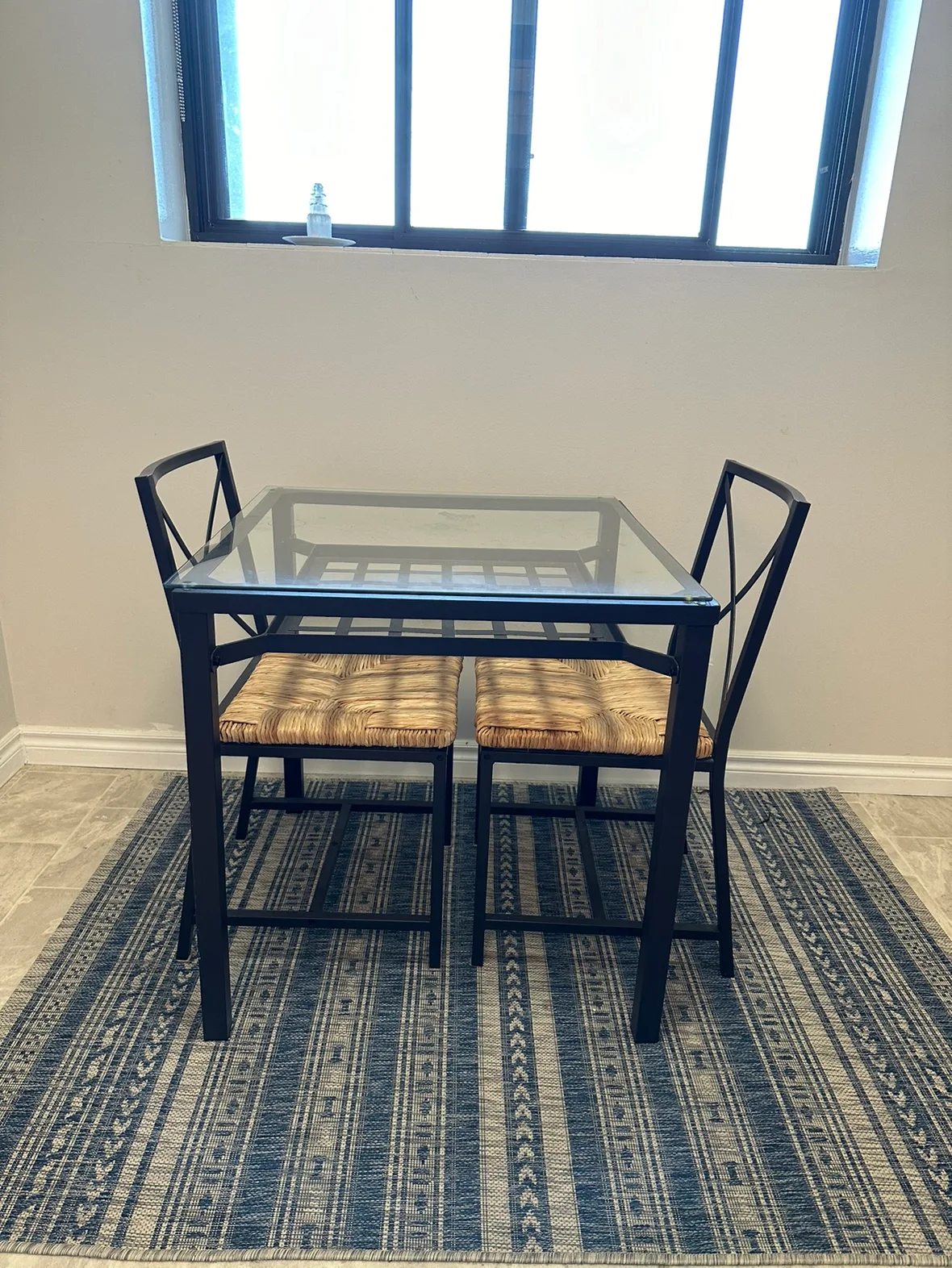 Black Glass Bistro Table with 2 Chairs thumbnail